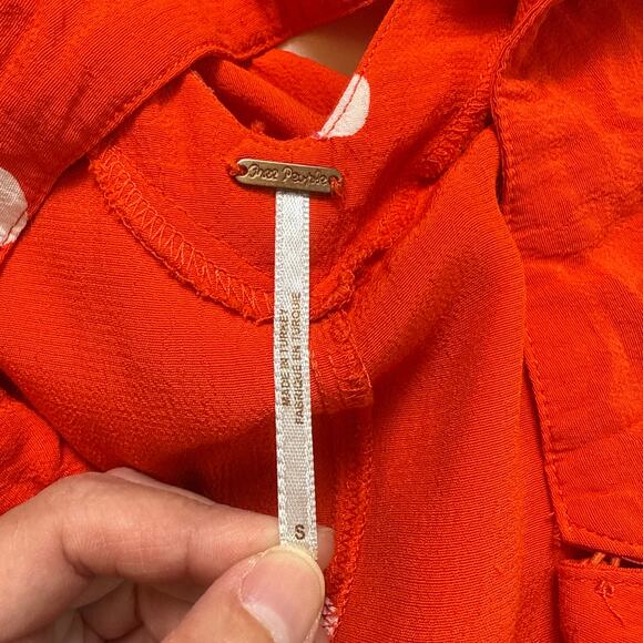 Free People Dream Big Polka Dot Wide-Leg Jumpsuit Red White Boho Festival Size S - Picture 4 of 9